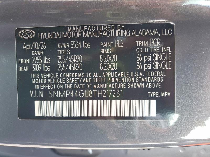 Продажа на аукционе авто 2026 Hyundai Santa Fe, vin: 5NMP44GL8TH217231, номер лота: 60890216