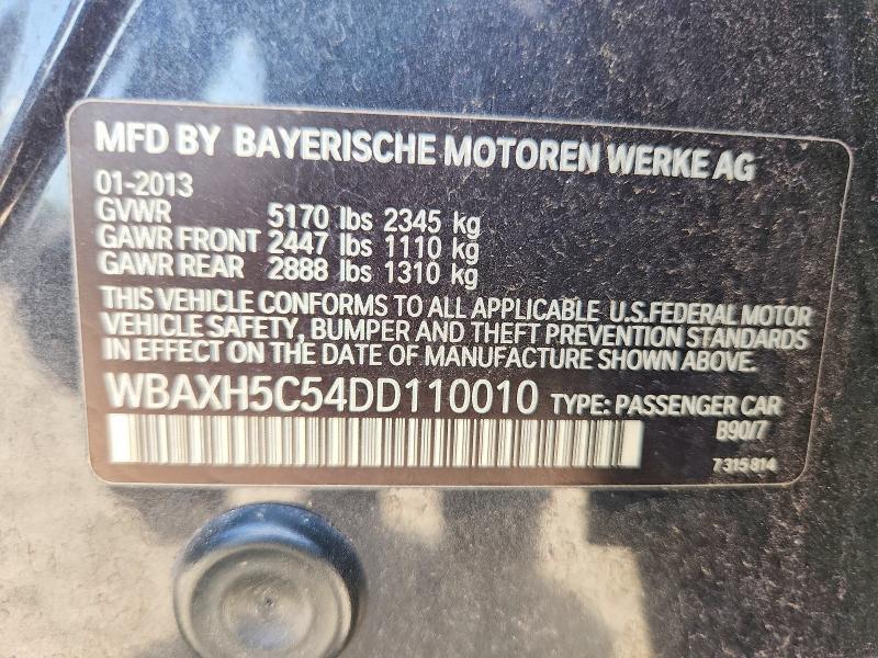 2013 Bmw 528xi მანქანა იყიდება აუქციონზე, vin: WBAXH5C54DD110010, აუქციონის ნომერი: 60858906