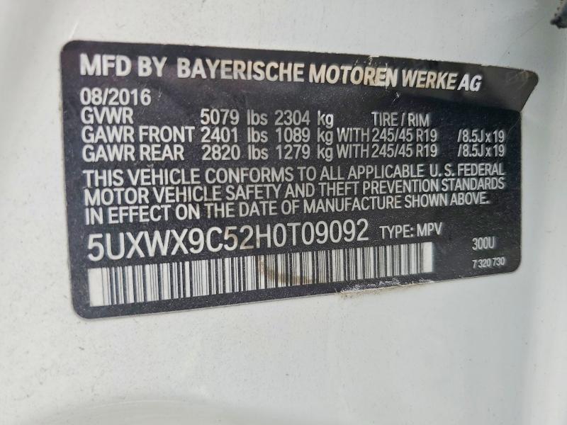 Продаж на аукціоні авто 2017 Bmw X3, vin: 5UXWX9C52H0T09092, номер лоту: 85972825