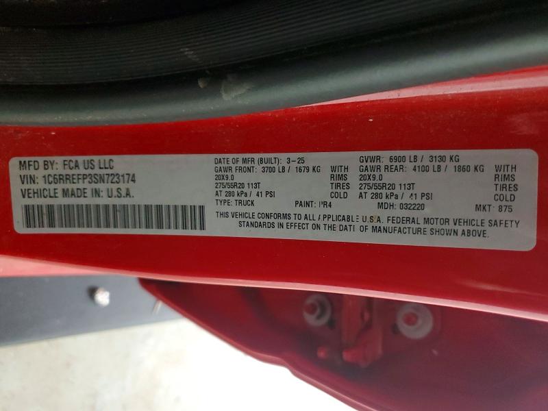61487336 :رقم المزاد ، 1C6RREFP3SN723174 vin ، 2025 Ram 1500 مزاد بيع