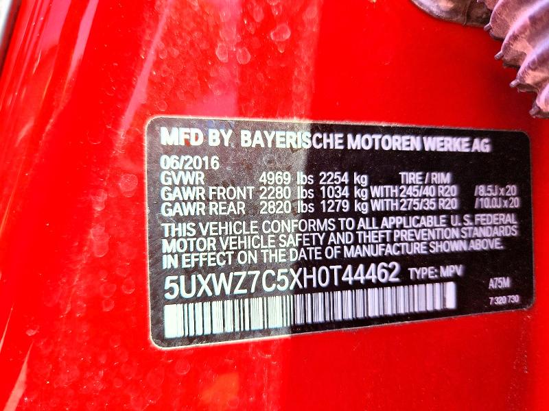 Aukcja sprzedaży 2017 Bmw X3, vin: 5UXWZ7C5XH0T44462, numer aukcji: 61203046
