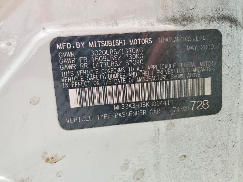 60321446 :رقم المزاد ، ML32A3HJ8KH014417 vin ، 2019 Mitsubishi Mirage مزاد بيع