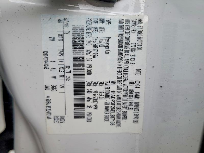 Aukcja sprzedaży 2014 Ford Focus, vin: 1FADP3F26EL287136, numer aukcji: 62504696