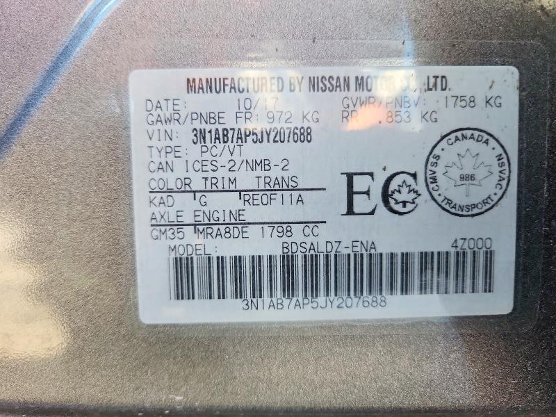 Aukcja sprzedaży 2018 Nissan Sentra, vin: 3N1AB7AP5JY207688, numer aukcji: 63021526