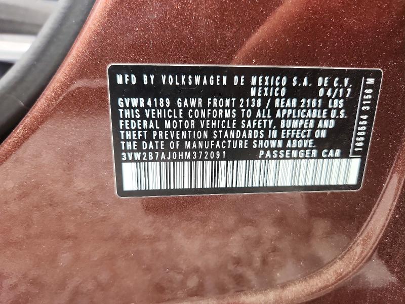 Aukcja sprzedaży 2017 Volkswagen Jetta, vin: 3VW2B7AJ0HM372091, numer aukcji: 59552486