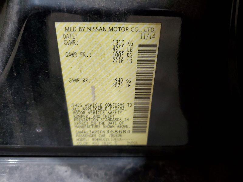 2015 Nissan Altima მანქანა იყიდება აუქციონზე, vin: 1N4AL3AP5FN368684, აუქციონის ნომერი: 62788046