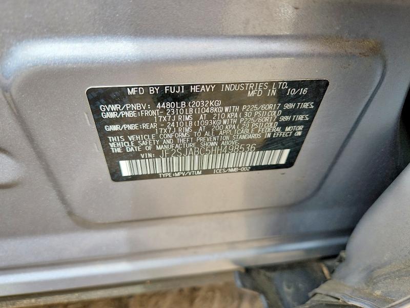 Aukcja sprzedaży 2017 Subaru Forester, vin: JF2SJABC5HH498536, numer aukcji: 59329356
