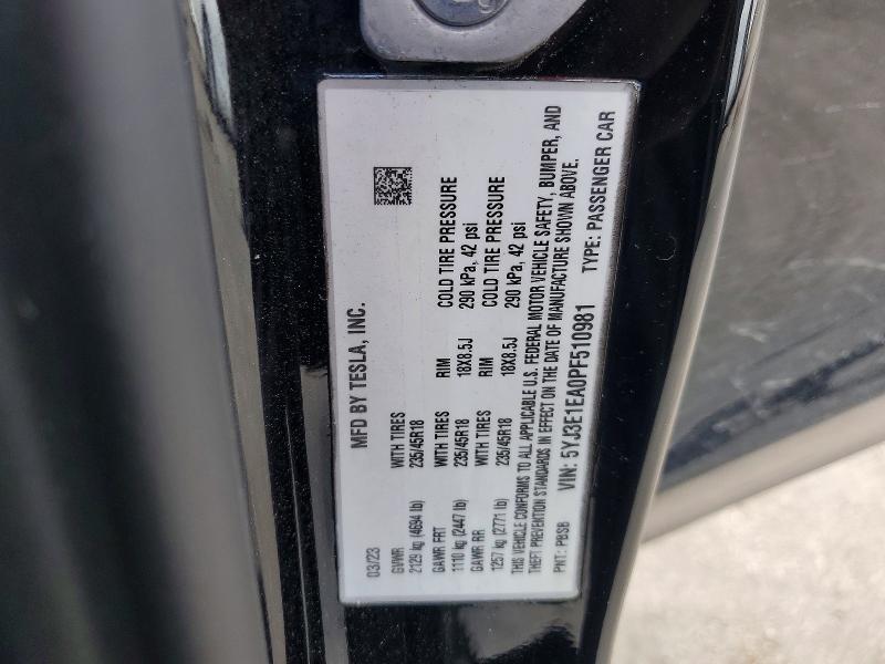 Aukcja sprzedaży 2023 Tesla Model 3, vin: 5YJ3E1EA0PF510981, numer aukcji: 85462185