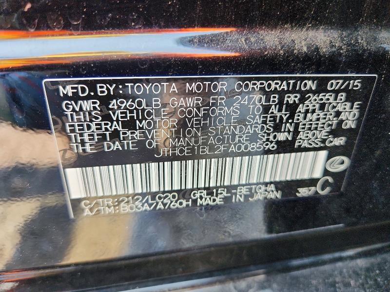 Продажа на аукционе авто 2015 Lexus Gs, vin: JTHCE1BL2FA008596, номер лота: 61061286