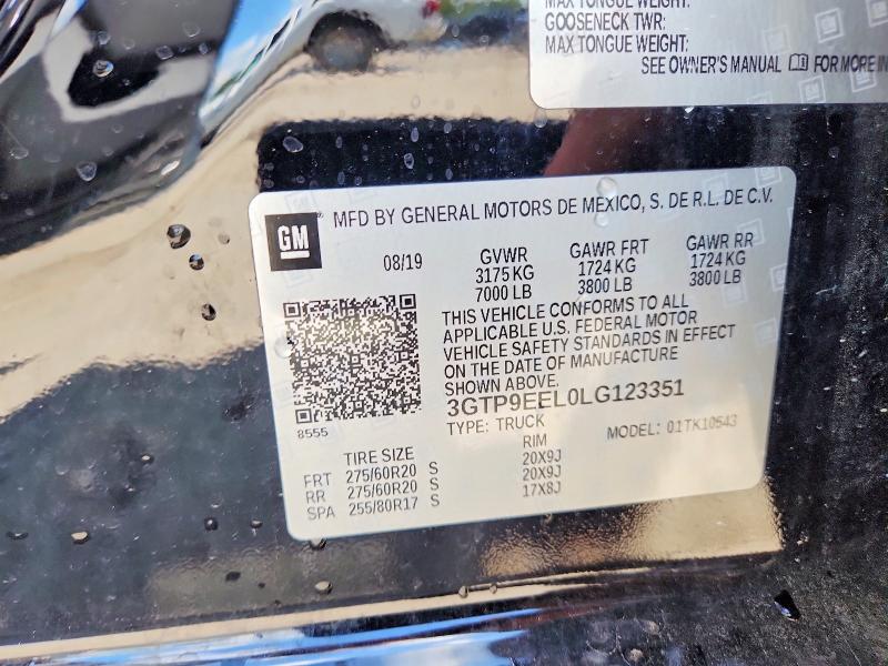 59891666 :رقم المزاد ، 3GTP9EEL0LG123351 vin ، 2020 Gmc Sierra مزاد بيع