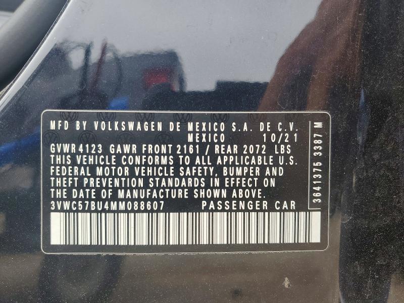 Aukcja sprzedaży 2021 Volkswagen Jetta, vin: 3VWC57BU4MM088607, numer aukcji: 59062676