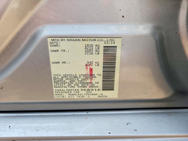 2014 Nissan Altima მანქანა იყიდება აუქციონზე, vin: 1N4AL3AP2EN368916, აუქციონის ნომერი: 60617846