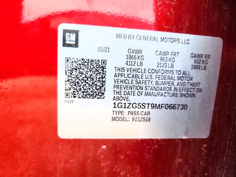 Продажа на аукционе авто 2021 Chevrolet Malibu, vin: 1G1ZG5ST9MF066730, номер лота: 61632396