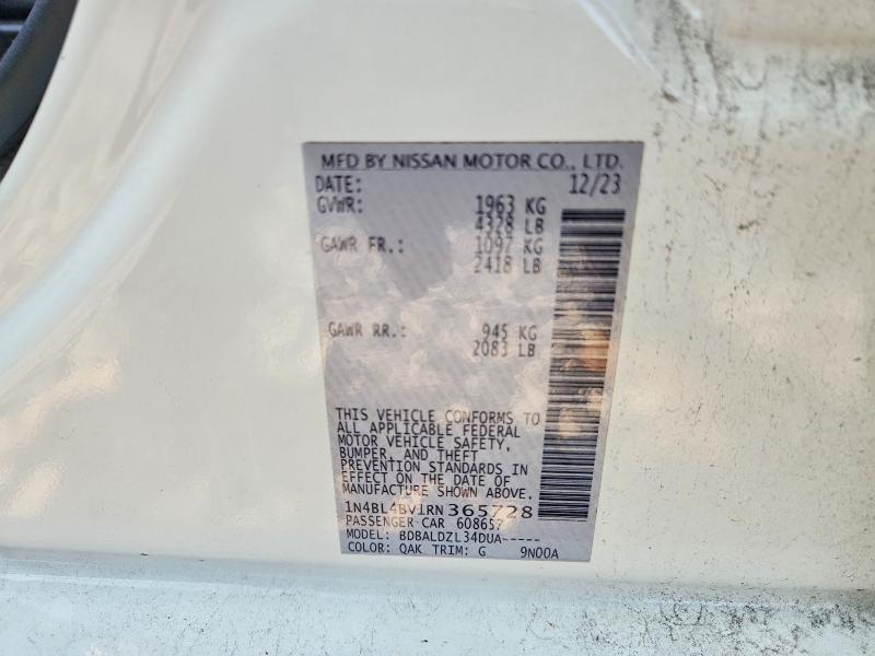 Продаж на аукціоні авто 2024 Nissan Altima, vin: 1N4BL4BV1RN365728, номер лоту: 58218636