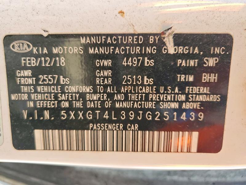 Продаж на аукціоні авто 2018 Kia Optima, vin: 5XXGT4L39JG251439, номер лоту: 61913076