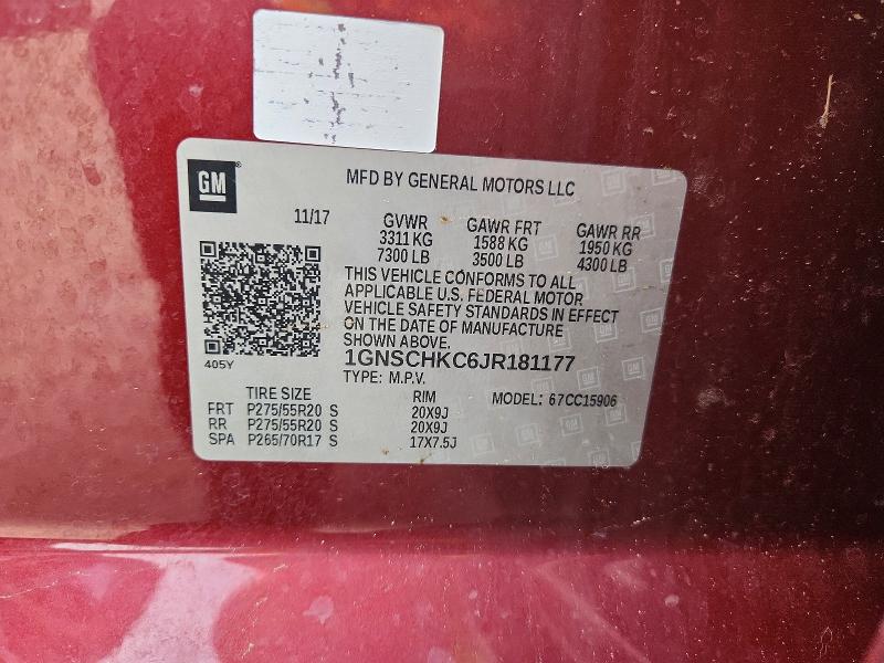 Продажа на аукционе авто 2018 Chevrolet Suburban, vin: 1GNSCHKC6JR181177, номер лота: 61532806