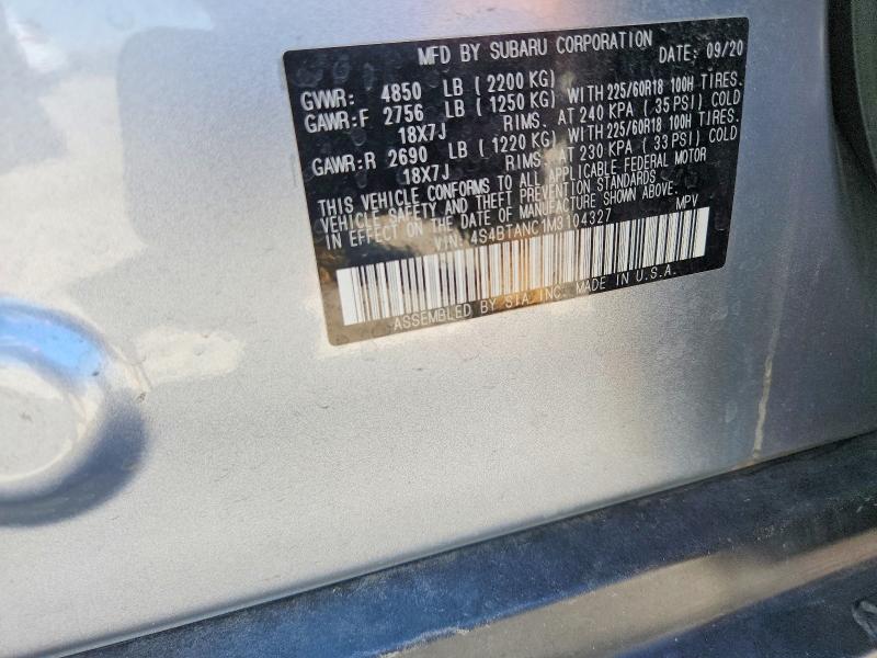 Aukcja sprzedaży 2021 Subaru Outback, vin: 4S4BTANC1M3104327, numer aukcji: 63422066