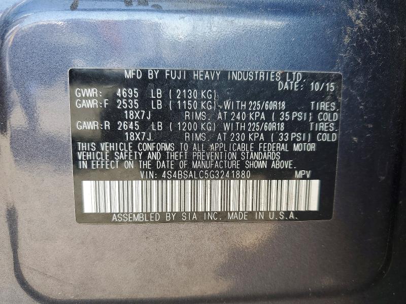 Aukcja sprzedaży 2016 Subaru Outback, vin: 4S4BSALC5G3241880, numer aukcji: 62767886