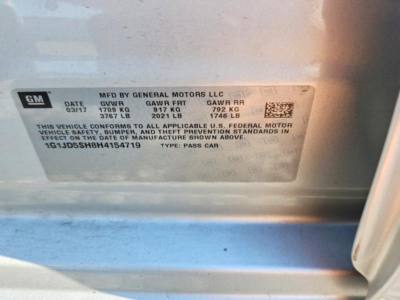Aukcja sprzedaży 2017 Chevrolet Sonic, vin: 1G1JD5SH8H4154719, numer aukcji: 61736336