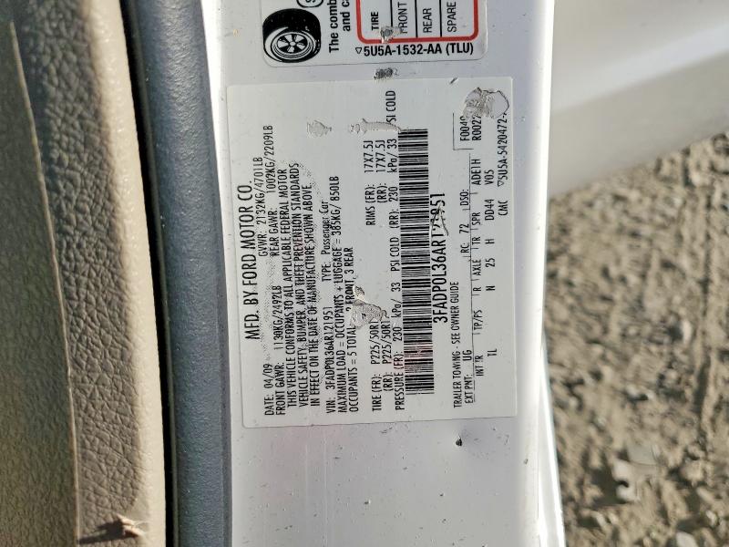 Aukcja sprzedaży 2010 Ford Fusion, vin: 3FADP0L36AR121951, numer aukcji: 60513556