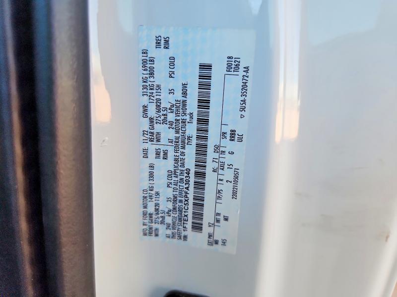 Продажа на аукционе авто 2023 Ford F150, vin: 1FTEX1C5XPFA30340, номер лота: 58929696