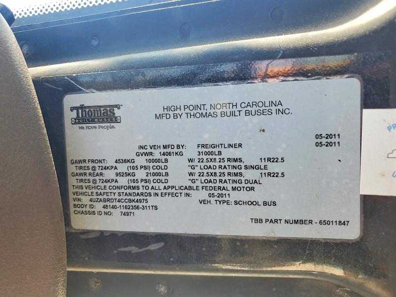 Продажа на аукционе авто 2012 Thomas Unknown, vin: 4UZABRDT4CCBK4975, номер лота: 60884306