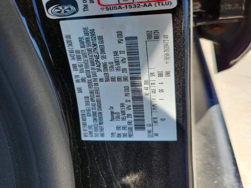 60523076 :رقم المزاد ، 3FADP4EJ7KM102956 vin ، 2019 Ford Fiesta مزاد بيع