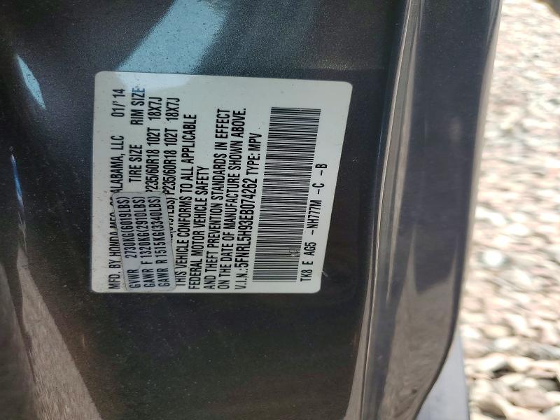 Aukcja sprzedaży 2014 Honda Odyssey, vin: 5FNRL5H93EB074262, numer aukcji: 62082366