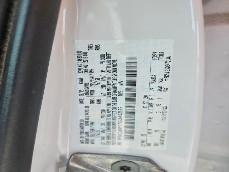 62252696 :رقم المزاد ، 1FMCU0F77GUA52679 vin ، 2016 Ford Escape مزاد بيع