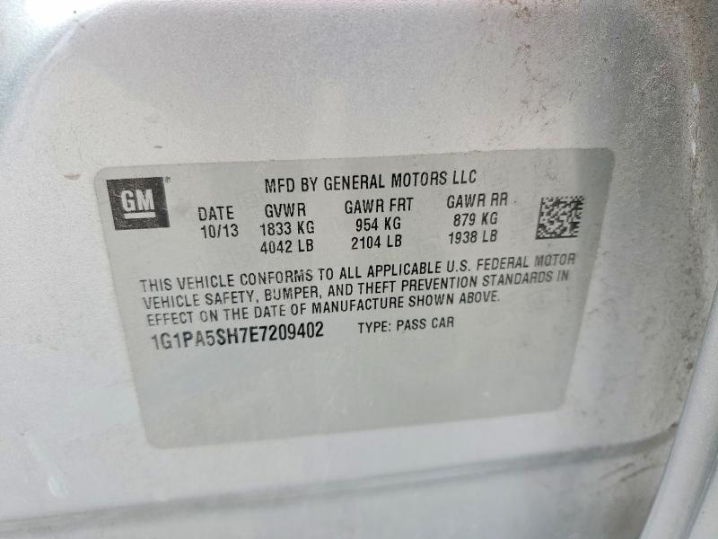 Продажа на аукционе авто 2014 Chevrolet Cruze, vin: 1G1PA5SH7E7209402, номер лота: 60874336