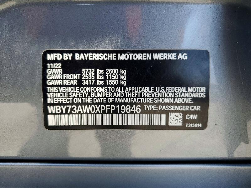 Продаж на аукціоні авто 2023 Bmw I4, vin: WBY73AW0XPFP19846, номер лоту: 60658286