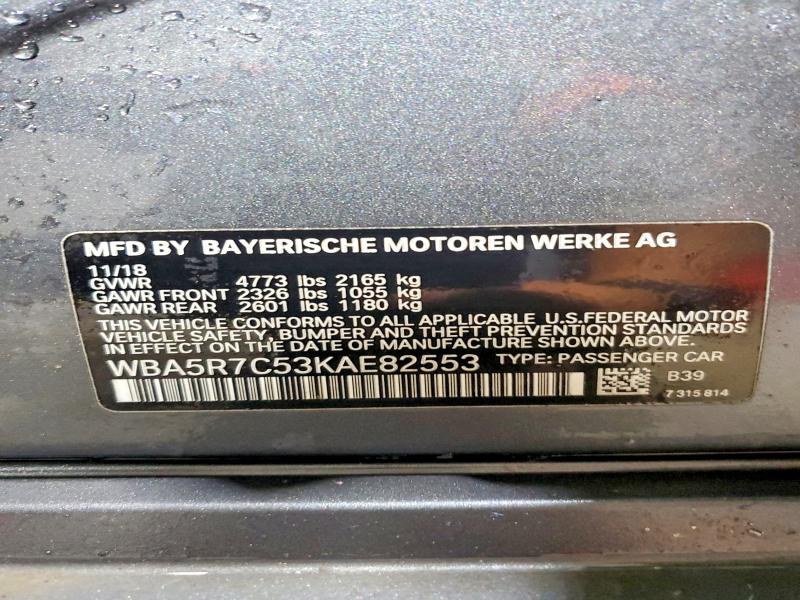 Aukcja sprzedaży 2019 Bmw 330xi, vin: WBA5R7C53KAE82553, numer aukcji: 62606086