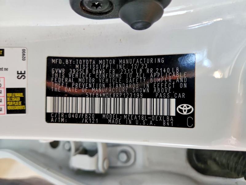Aukcja sprzedaży 2024 Toyota Corolla, vin: 5YFB4MDE8RP123199, numer aukcji: 61054796
