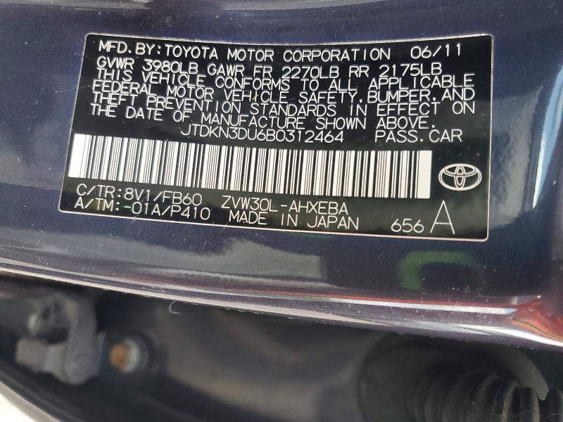 Продаж на аукціоні авто 2011 Toyota Prius, vin: JTDKN3DU6B0312464, номер лоту: 61960596