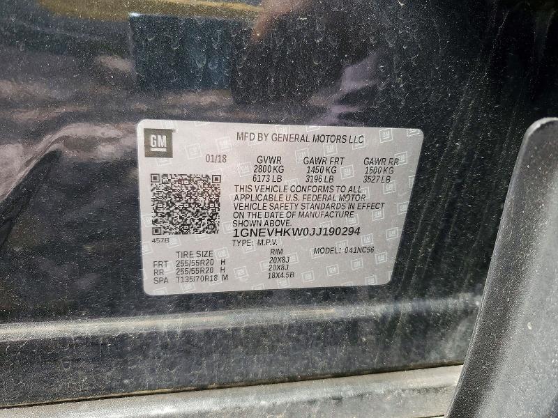 Продаж на аукціоні авто 2018 Chevrolet Traverse, vin: 1GNEVHKW0JJ190294, номер лоту: 59610426