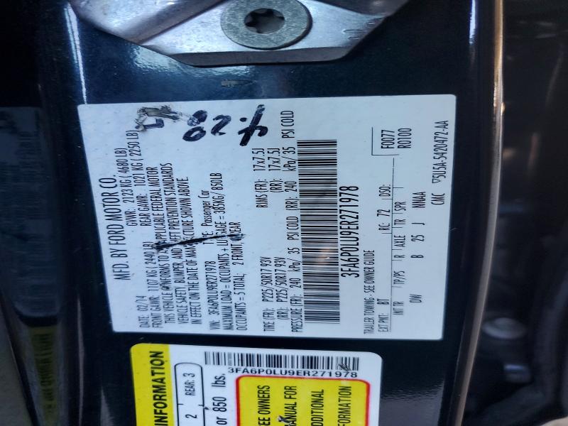 Aukcja sprzedaży 2014 Ford Fusion, vin: 3FA6P0LU9ER271978, numer aukcji: 62307456