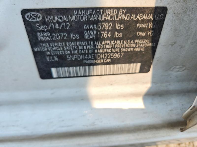 Aukcja sprzedaży 2013 Hyundai Elantra, vin: 5NPDH4AE1DH225967, numer aukcji: 62032556