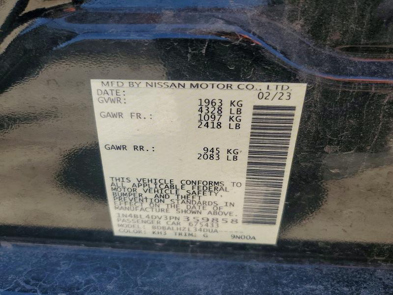 Продаж на аукціоні авто 2023 Nissan Altima, vin: 1N4BL4DV3PN359858, номер лоту: 59146576