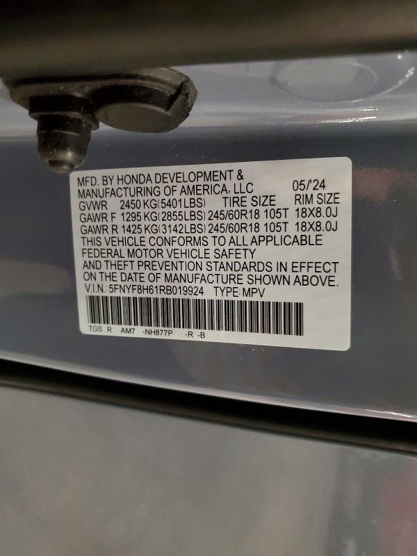 59403826 :رقم المزاد ، 5FNYF8H61RB019924 vin ، 2024 Honda Passport مزاد بيع