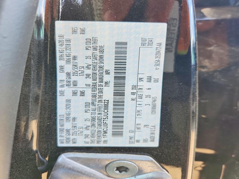 Aukcja sprzedaży 2018 Ford Escape, vin: 1FMCU0F75JUC88822, numer aukcji: 58992306