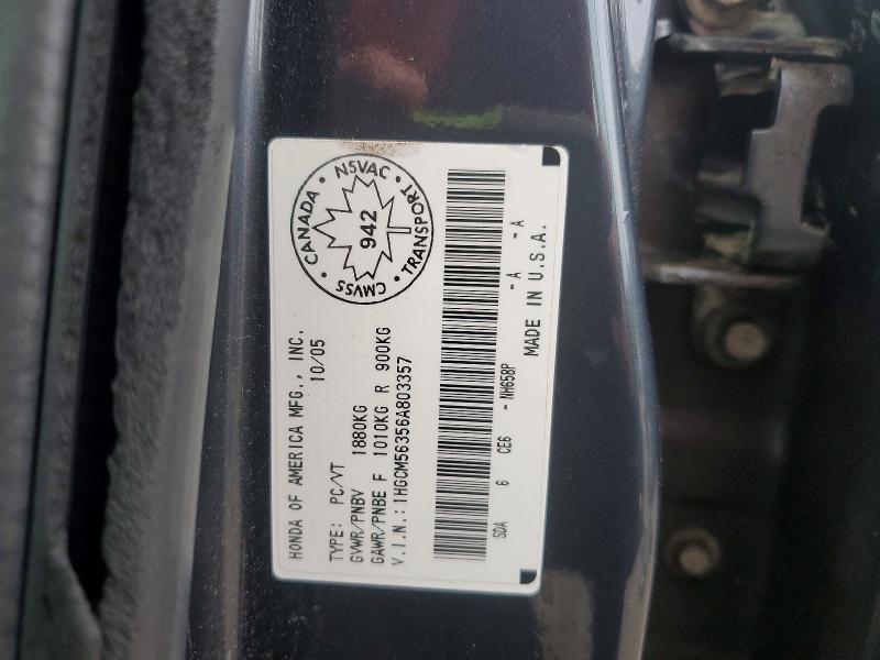 62469816 :رقم المزاد ، 1HGCM56356A803357 vin ، 2006 Honda Accord مزاد بيع