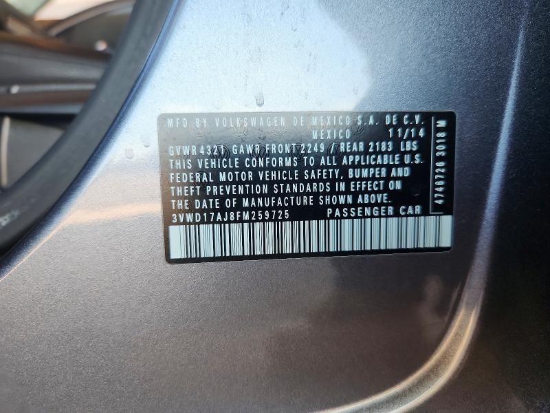 Продаж на аукціоні авто 2015 Volkswagen Jetta, vin: 3VWD17AJ8FM259725, номер лоту: 62088196