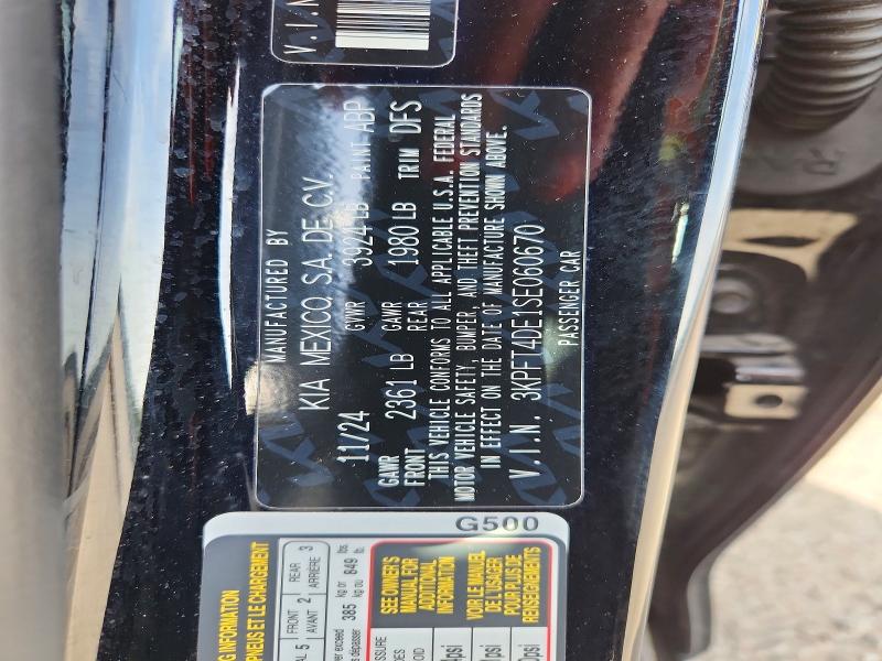 Aukcja sprzedaży 2025 Kia K4, vin: 3KPFT4DE1SE060670, numer aukcji: 62214556