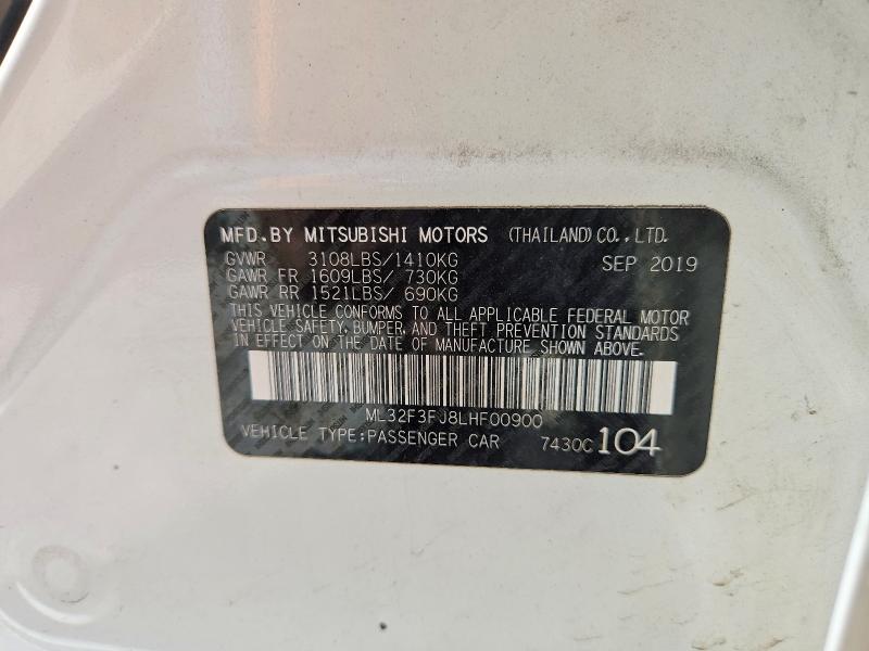 Aukcja sprzedaży 2020 Mitsubishi Mirage, vin: ML32F3FJ8LHF00900, numer aukcji: 63143996
