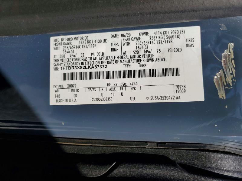 Aukcja sprzedaży 2020 Ford Transit, vin: 1FTBR3X82LKA87372, numer aukcji: 58502456