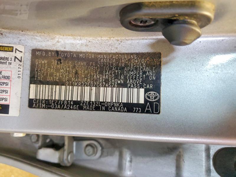 2007 Toyota Matrix მანქანა იყიდება აუქციონზე, vin: 2T1KR32E07C674576, აუქციონის ნომერი: 61916276