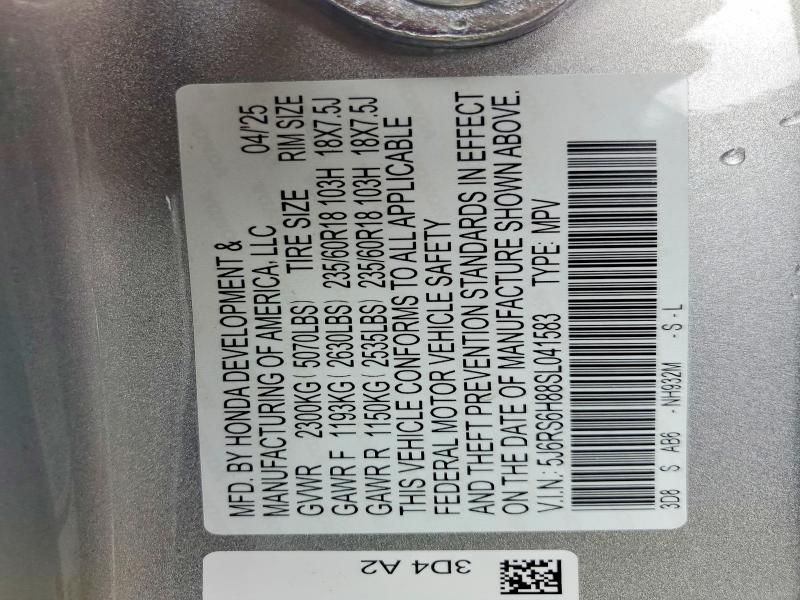 62871876 :رقم المزاد ، 5J6RS6H88SL041583 vin ، 2025 Honda Cr-v مزاد بيع
