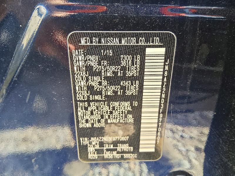 Продаж на аукціоні авто 2015 Infiniti Qx80, vin: JN8AZ2ND3F9770607, номер лоту: 61765486