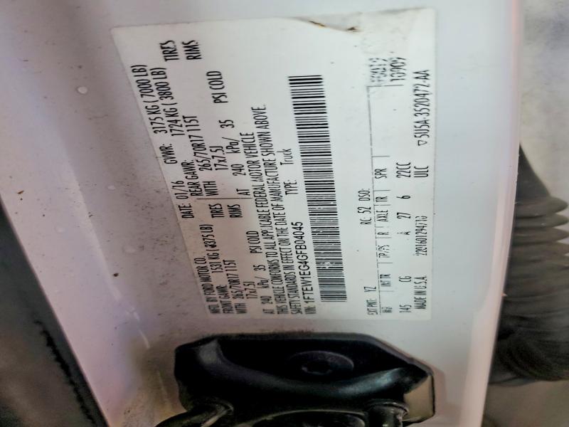 Aukcja sprzedaży 2016 Ford F150, vin: 1FTEW1EG4GFB04045, numer aukcji: 62745226
