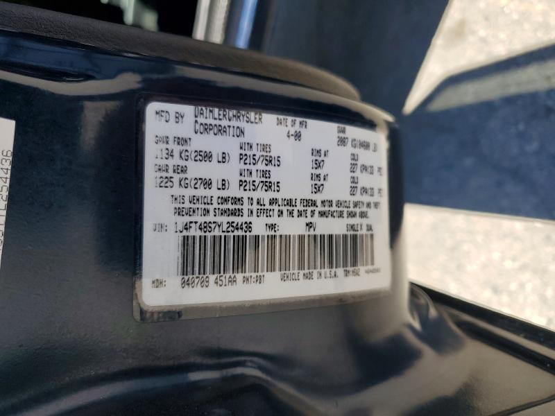 2000 Jeep Cherokee მანქანა იყიდება აუქციონზე, vin: 1J4FT48S7YL254436, აუქციონის ნომერი: 60276786